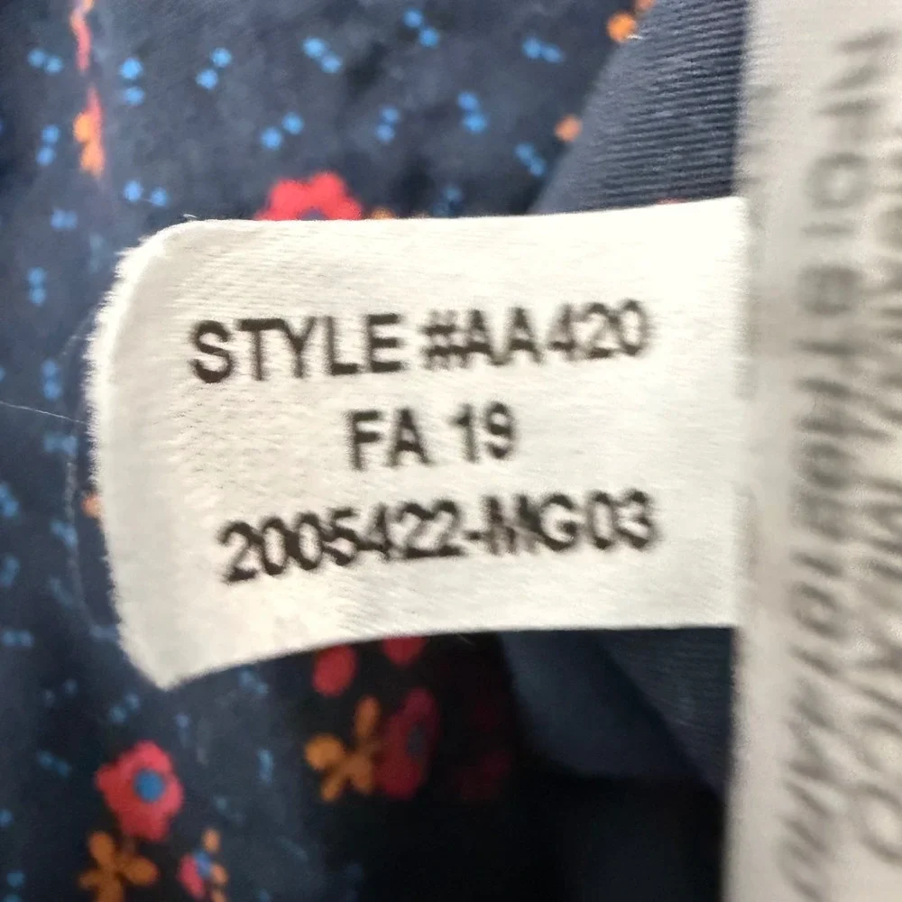 J. Crew Slim Secret Wash Shirt Mens Medium Navy Blue Red Floral Stretch AA420